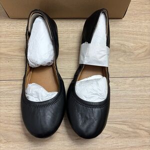 Lucky Brand Women's Black Leather Flats 11 NIB